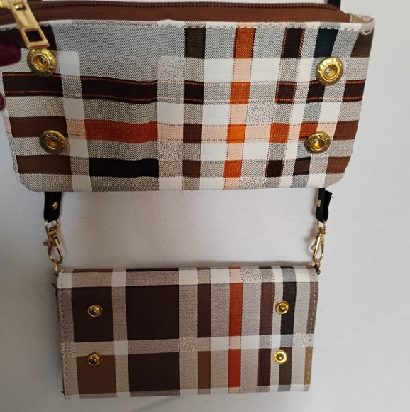 Plaid Crossbody Wallet  with Bow Accent - Picture 5 of 10